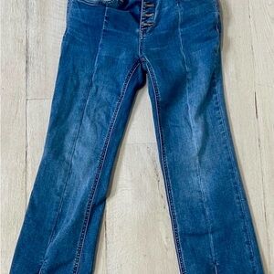 Free People Dark Blue Flare Jeans-Raw Hem SZ 26